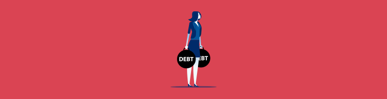 Women weighed down by debt dumbbells