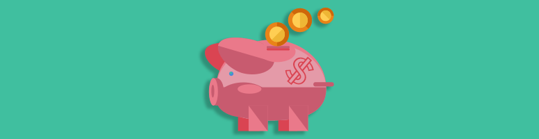 gold coins dropping into a piggy bank