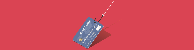A credit card being dragged by a fishhook