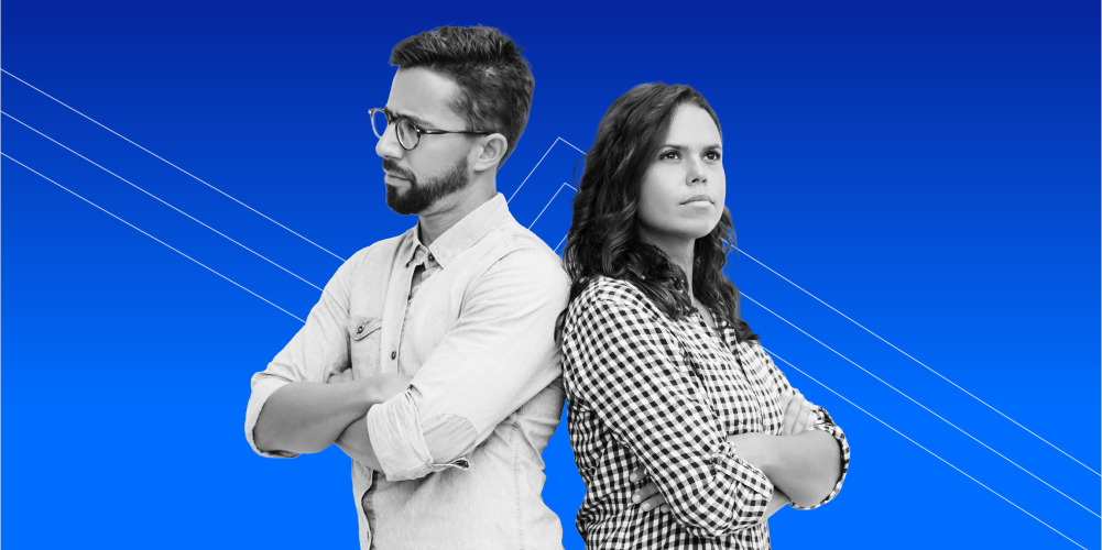 couple with arms crossed learning about the 10 things you shouldn't do during a divorce