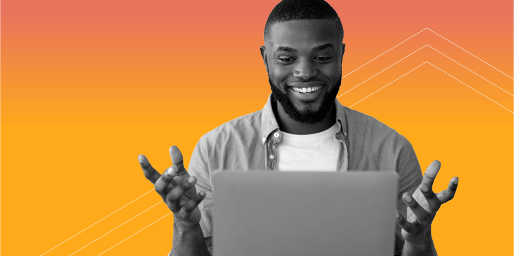 young african american man sitting at laptop and learning the 8 do’s and don’ts to rock your online interview